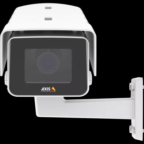 AXIS P1367-E from AXIS COMMUNICATIONS - IP Camera, mounted on the wall. The product is viewed from its front.