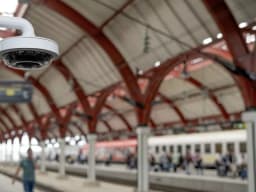 AXIS P3735-PLE from AXIS COMMUNICATIONS - mounted at trainstation
