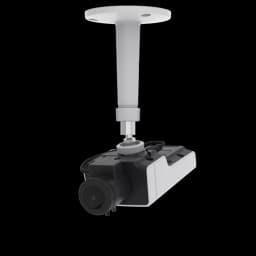 M1135 MKII mounted on the ceiling looking left. In black and white from Axis Communications
