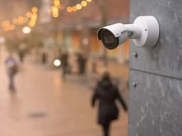 AXIS M2036-LE from AXIS COMMUNICATIONS - Bullet Camera mounted on wall at shopping street