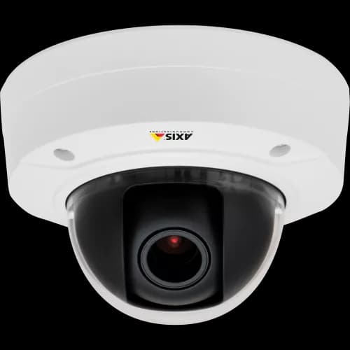 IP Camera AXIS P3214-V has remote zoom, focus and edge storage. The camera is viewed from it´s front. from AXIS COMMUNICATIONS