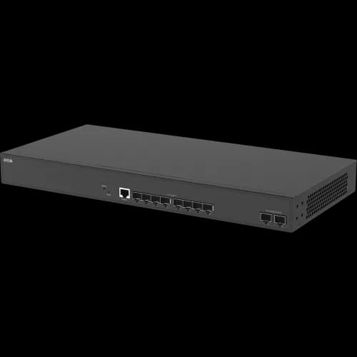 Black AXIS D8308 Fiber Aggregation Switch viewed from its left angle from AXIS COMMUNICATIONS