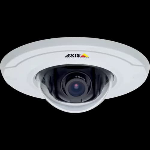 AXIS M3014 from AXIS COMMUNICATIONS - fixed dome IP camera with an ultra-discreet design. The camera is viewed from its front.