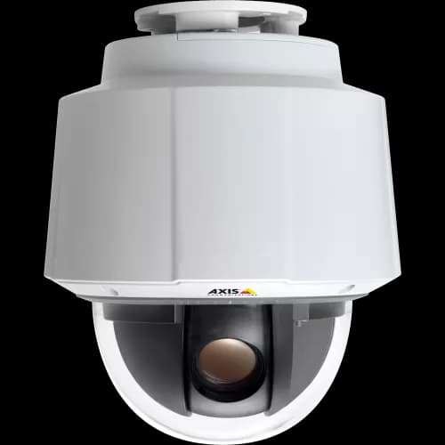 IP Camera AXIS Q6042 has power over ethernet plus (IEEE 802.3at) and enhanced intelligent video. Camera is viewed from front from AXIS COMMUNICATIONS