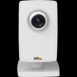 AXIS M1004-W from AXIS COMMUNICATIONS - IP camera with HDTV 720p/1MP quality. The camera is viewed from its left.