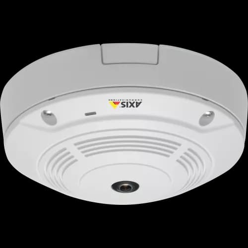 AXIS M3007-P from AXIS COMMUNICATIONS - ultra-discreet IP camera with 360°/180° panoramic view. The camera is viewed from its front.